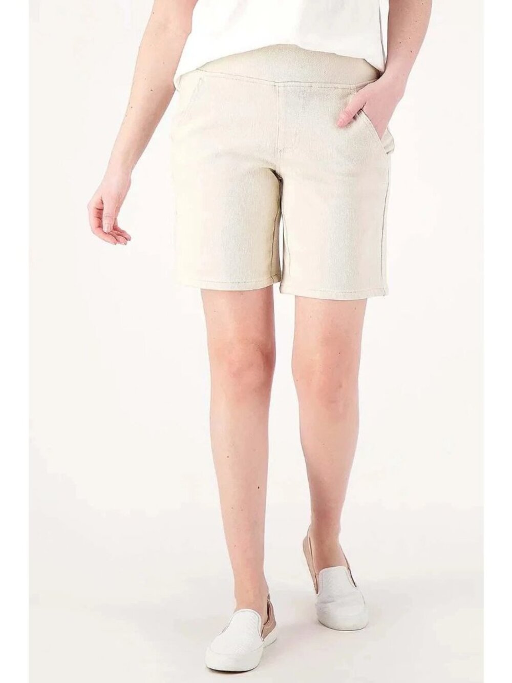 Belle by Kim Gravel 8" Short Size 32W Flexibelle Sand Bar Tan Neutral Minimalist